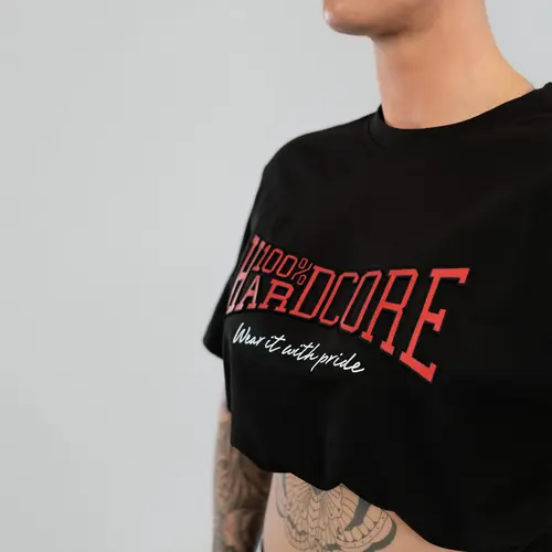 100% Hardcore 100% Hardcore Reliëfdruk T-shirt 'Essential' (Black/Red) 100% Hardcore 100% Hardcore Reliëfdruk T-shirt 'Essential' (Black/Red)