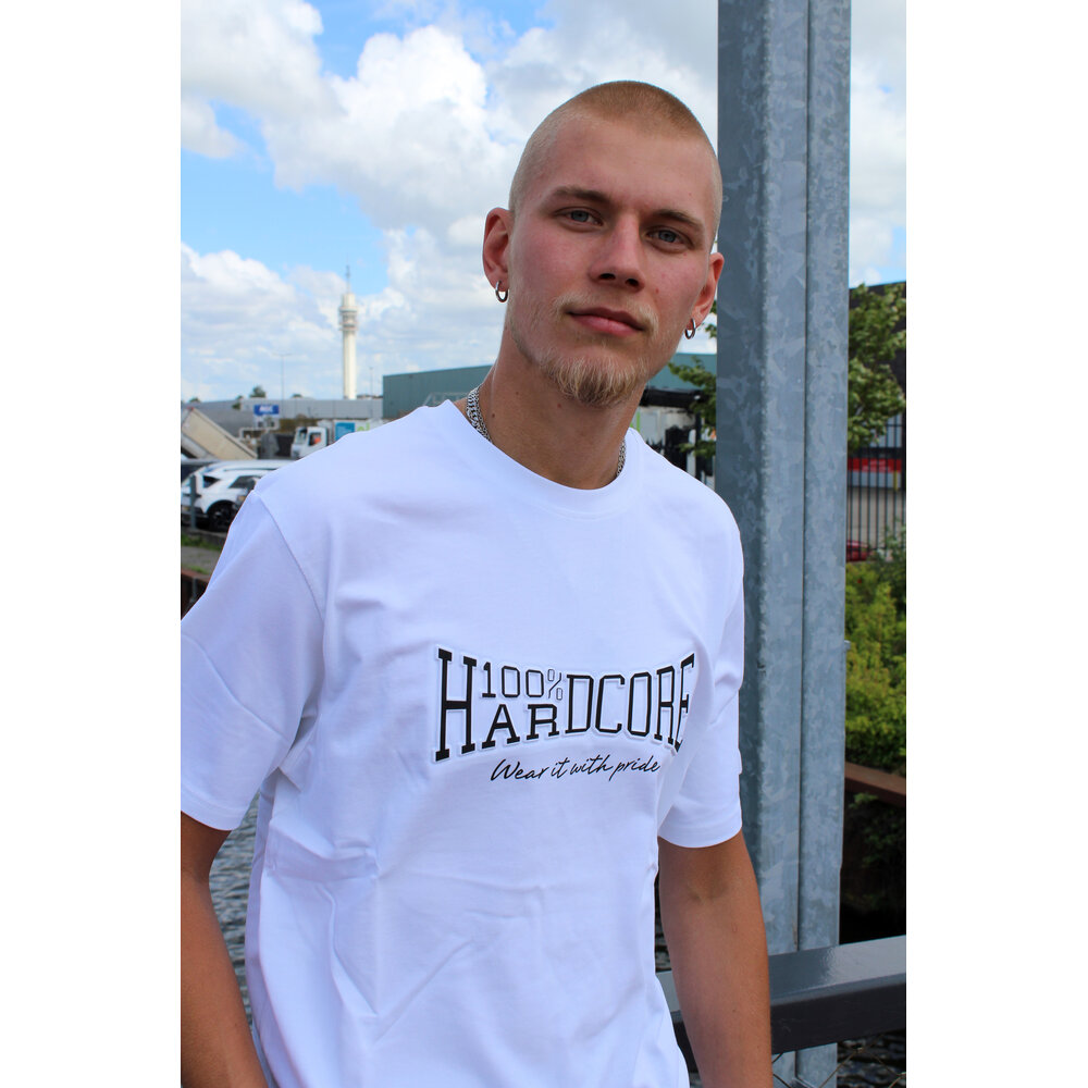 100% Hardcore 100% Hardcore Reliëfdruk T-shirt 'Essential' (White/Black) 100% Hardcore 100% Hardcore Reliëfdruk T-shirt 'Essential' (White/Black)
