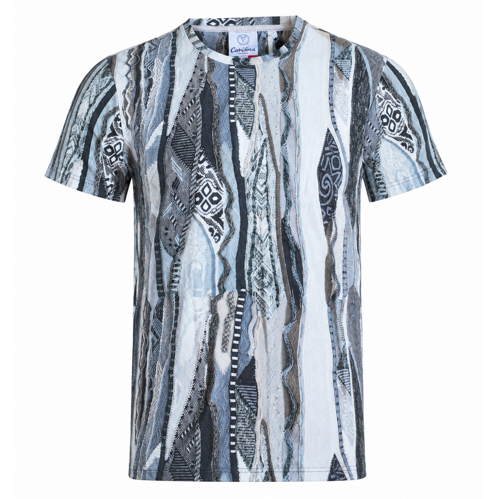 Carlo Colucci Carlo Colucci Knit Print T-Shirt (Schwarz/Grau) C3411-591 Carlo Colucci Carlo Colucci Knit Print T-Shirt (Schwarz/Grau) C3411-591