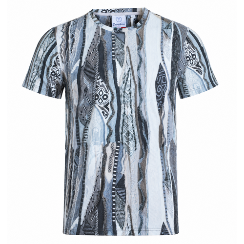 Carlo Colucci Carlo Colucci Knit Print T-Shirt (Schwarz/Grau) C3411-591 Carlo Colucci Carlo Colucci Knit Print T-Shirt (Schwarz/Grau) C3411-591