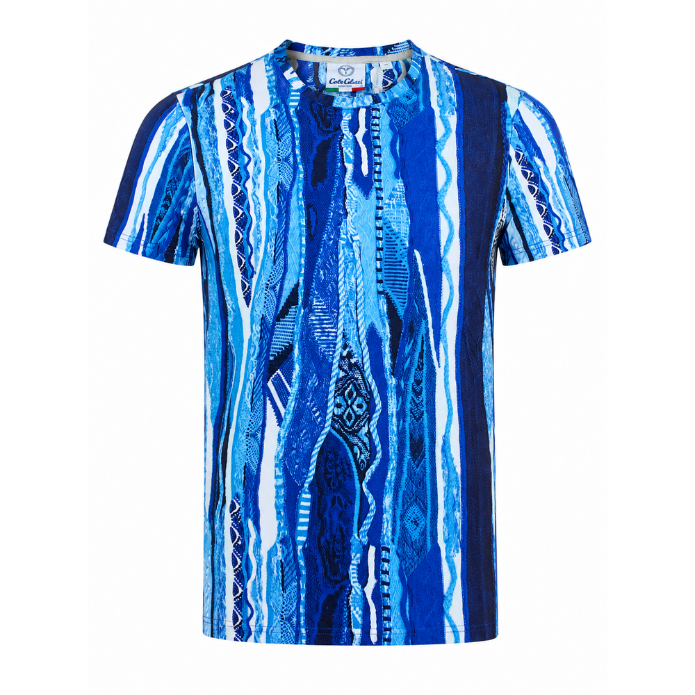Carlo Colucci Carlo Colucci Knit Print T-Shirt (Blau/Hellblau) C3411-121