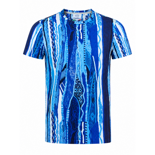 Carlo Colucci Carlo Colucci Knit Print T-Shirt (Blau/Hellblau) C3411-121