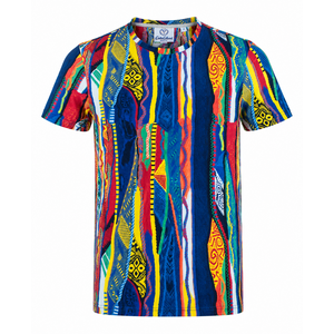 Carlo Colucci Carlo Colucci Knit Print T-Shirt (Blue/Yellow/Red)