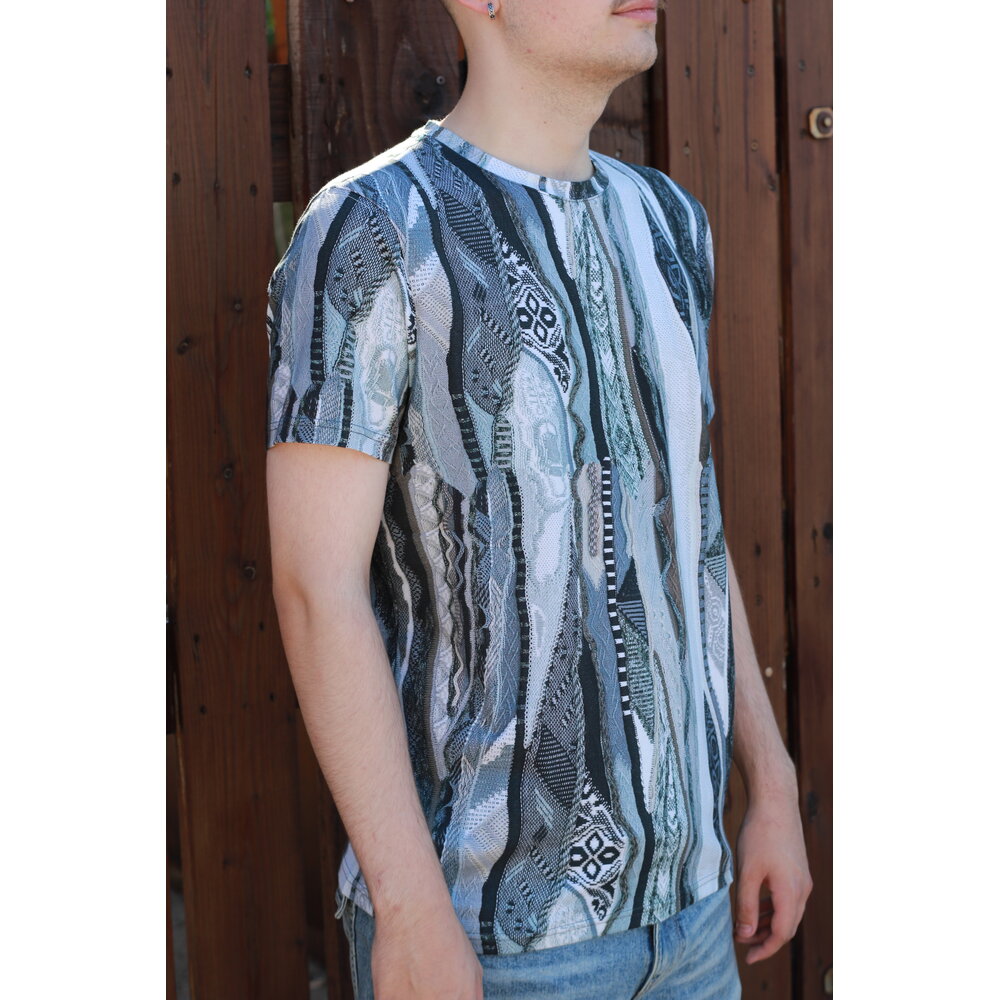 Carlo Colucci Carlo Colucci Knit Print T-Shirt (Black/Grey) C3411-591 Carlo Colucci Carlo Colucci Knit Print T-Shirt (Black/Grey) C3411-591
