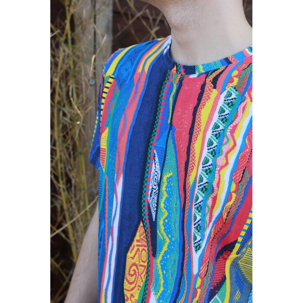 Carlo Colucci Carlo Colucci Knit Print T-Shirt (Blauw/Geel/Rood) C3411-101