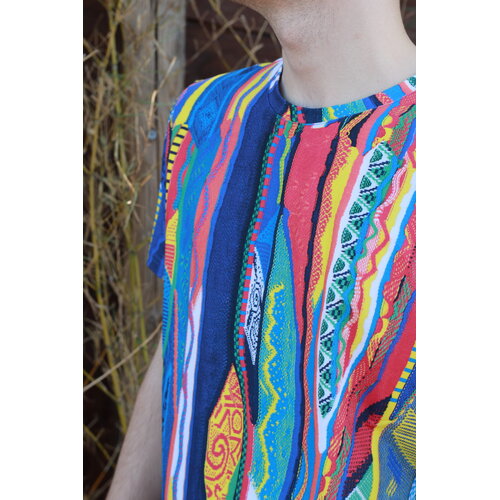 Carlo Colucci Carlo Colucci Knit Print T-Shirt (Blauw/Geel/Rood) C3411-101