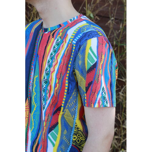 Carlo Colucci Carlo Colucci Knit Print T-Shirt (Blauw/Geel/Rood) C3411-101