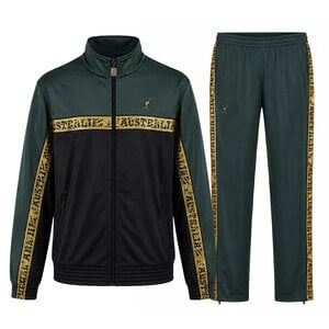 Australian Australian Acetaat Trainingspak met gouden bies 'Scratch' (Woods Green) Australian Australian Acetaat Trainingspak met gouden bies 'Scratch' (Woods Green)