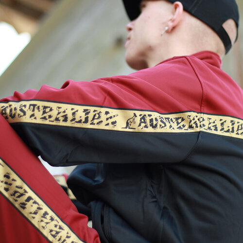 Australian Australian Acetate Tracksuit with Gold Taping 'Scratch' (Bordeaux) Australian Australian Acetate Tracksuit with Gold Taping 'Scratch' (Bordeaux)