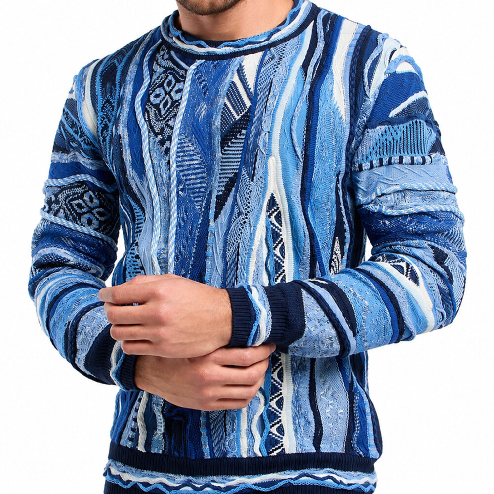 Carlo Colucci Carlo Colucci Strickpullover (Blau/Hellblau) C12511-121 Carlo Colucci Carlo Colucci Strickpullover (Blau/Hellblau) C12511-121