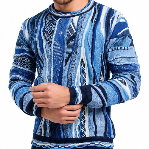 Carlo Colucci Carlo Colucci Strickpullover (Blau/Hellblau) C12511-121 Carlo Colucci Carlo Colucci Strickpullover (Blau/Hellblau) C12511-121