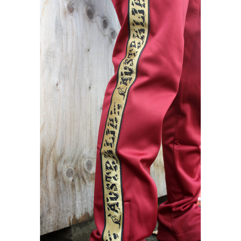 Australian Australian Slim Fit Pants with Gold Taping (Bordeaux) - Scratch Collection Australian Australian Slim Fit Pants with Gold Taping (Bordeaux) - Scratch Collection
