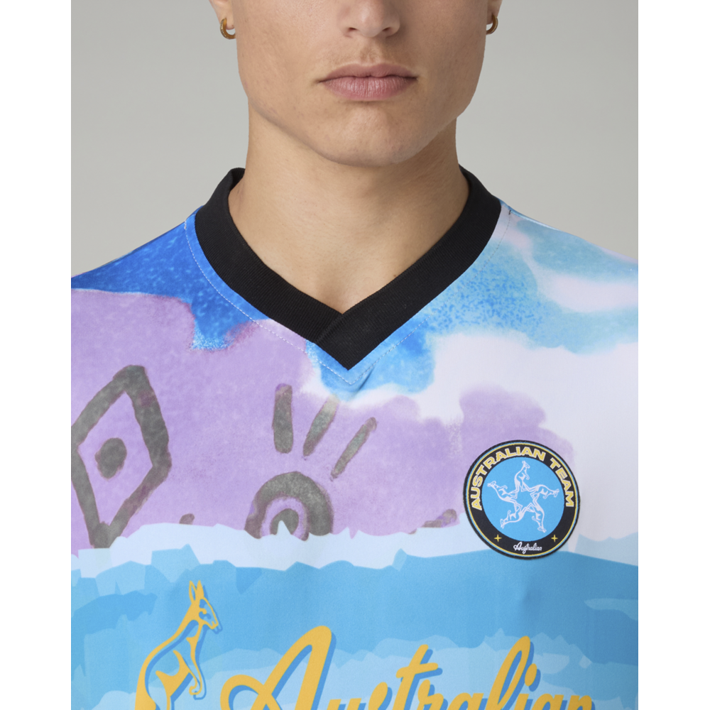 Australian Australian Soccer Jersey 'Native' White/Light blue