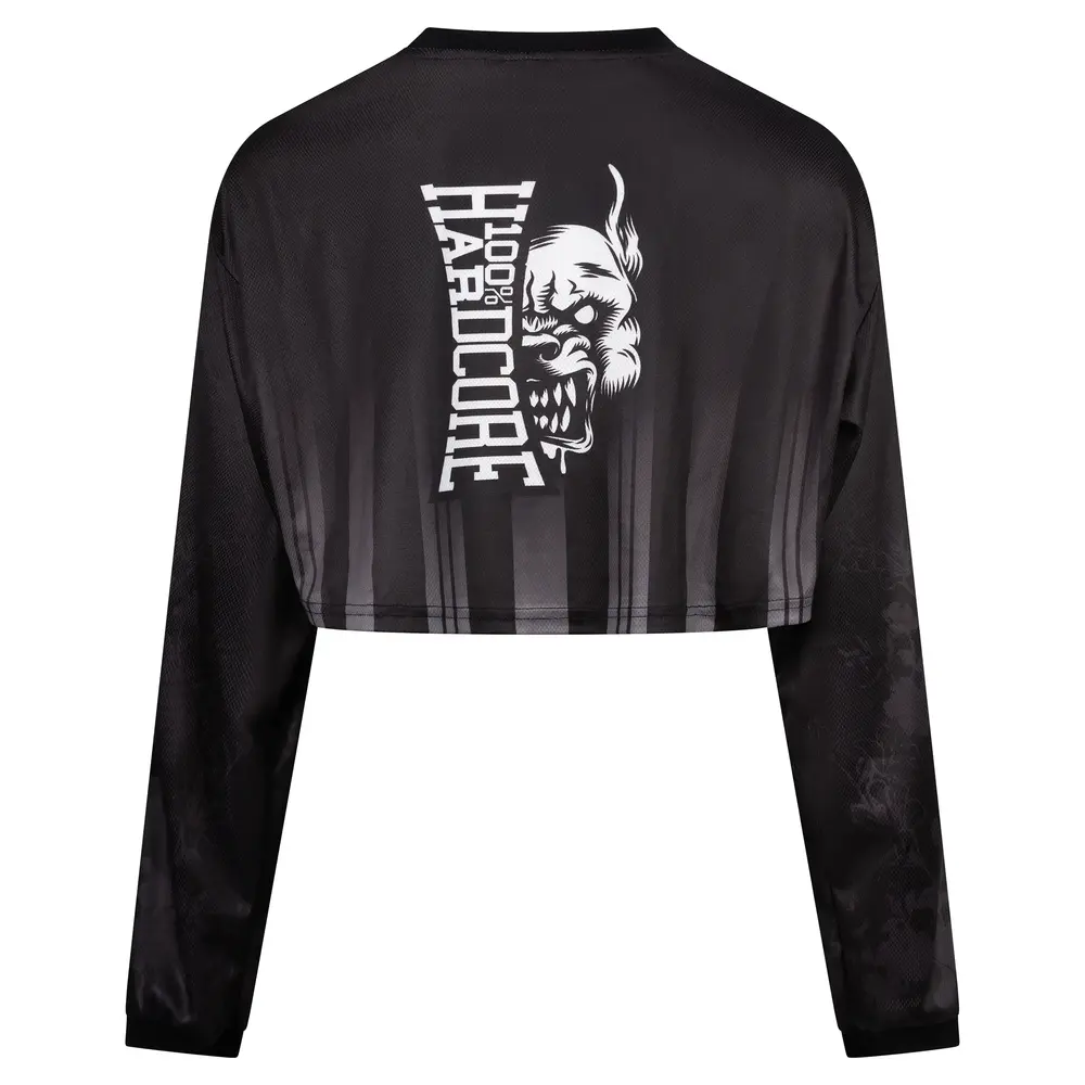100% Hardcore 100% Hardcore Cropped Longsleeve Voetbalshirt 'Branded Rage' Zwart