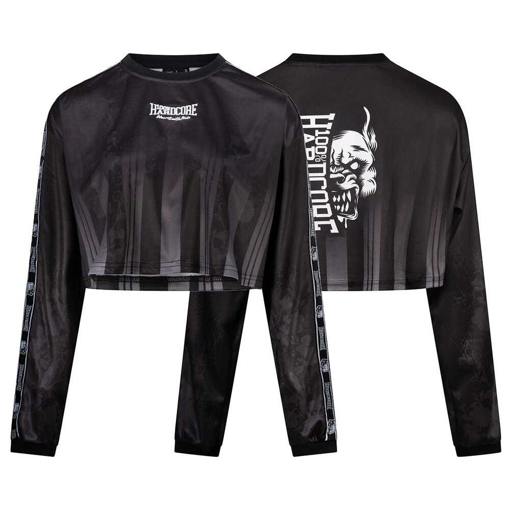 100% Hardcore 100% Hardcore Cropped Longsleeve Voetbalshirt 'Branded Rage' Zwart