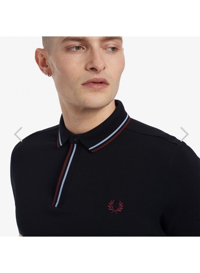 Tipped placet polo shirt - black