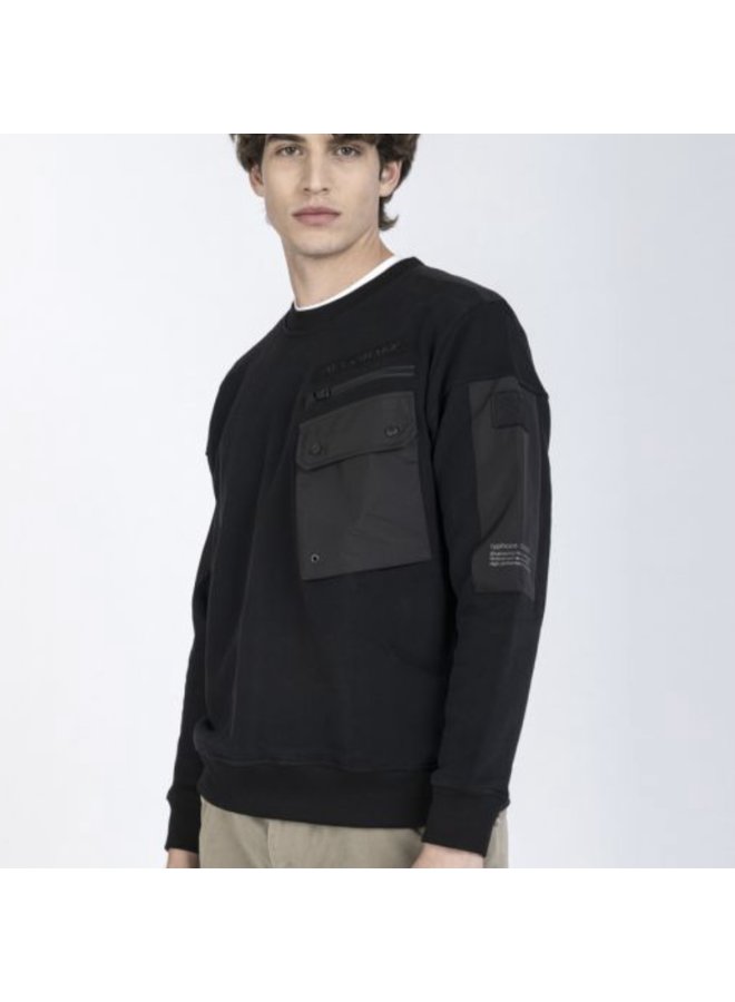 Organic cotton sweatshirt with pocket - black