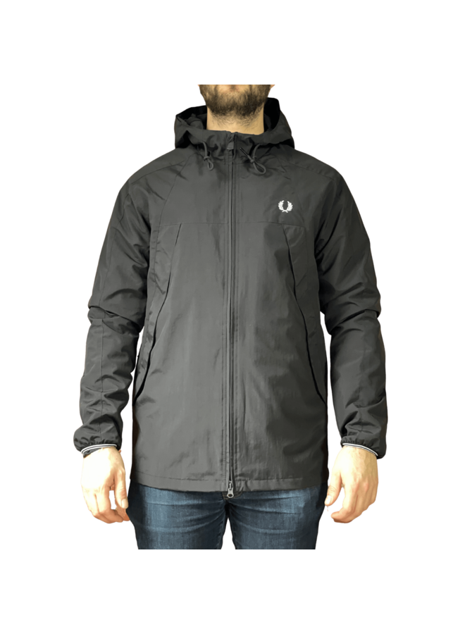 Panelled zip through jacket - black