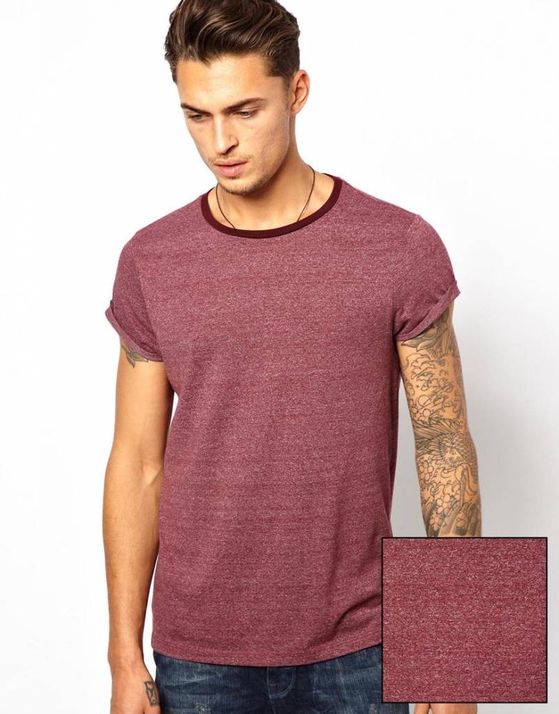 T-shirt with rolled-up sleeves