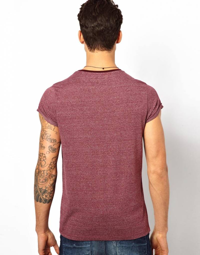 T-shirt with rolled-up sleeves