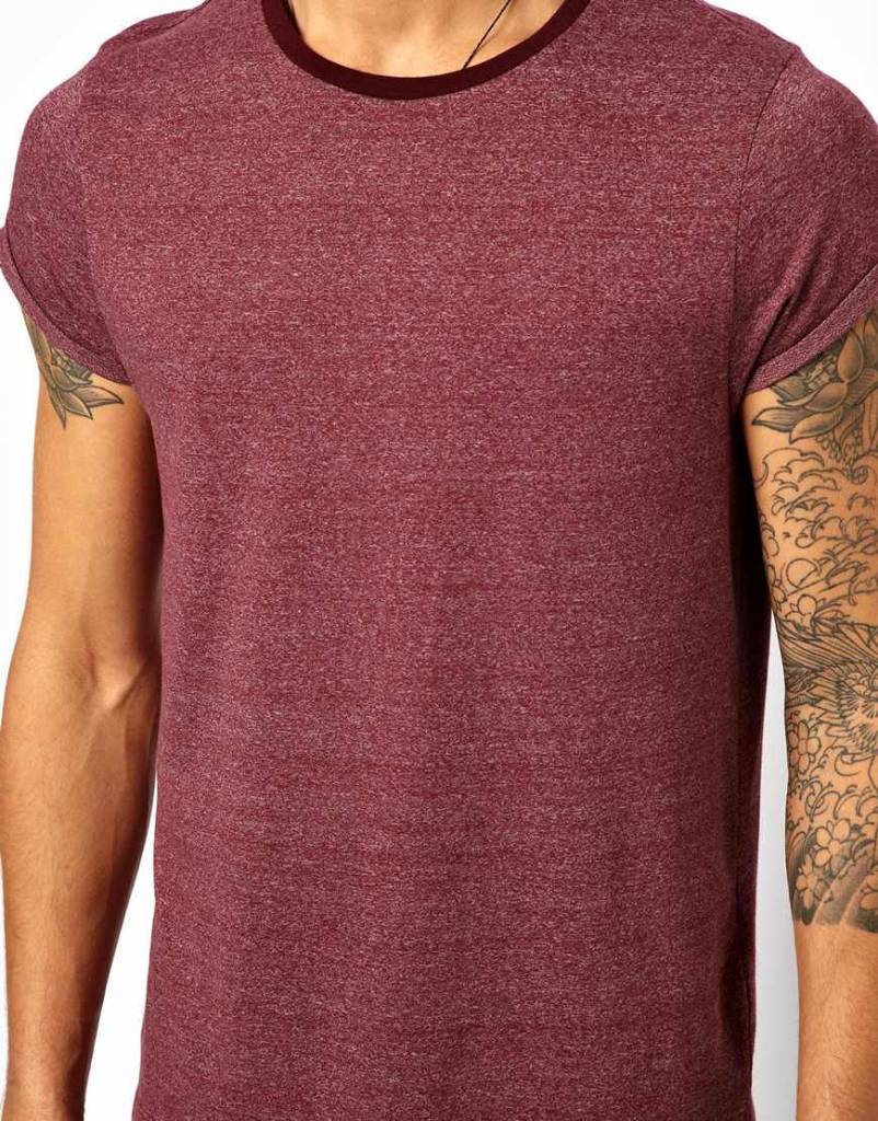 T-shirt with rolled-up sleeves