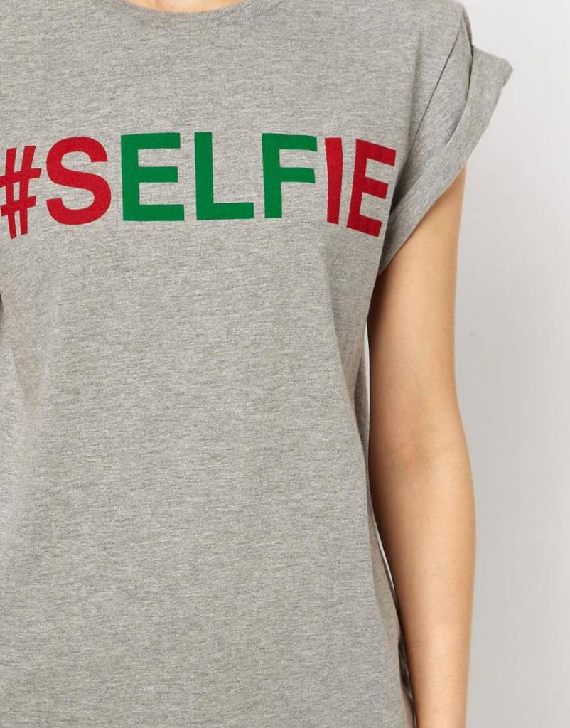 T-shirt met #selfie print