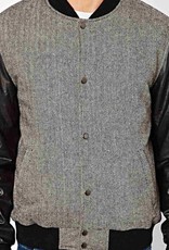 Bomber jacket with leather sleeves