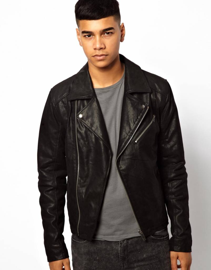 Leather biker jacket