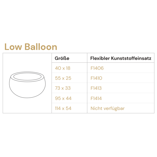 Pflanzschale "Struttura Low Balloon" Hellgrau Rund Fiberglas