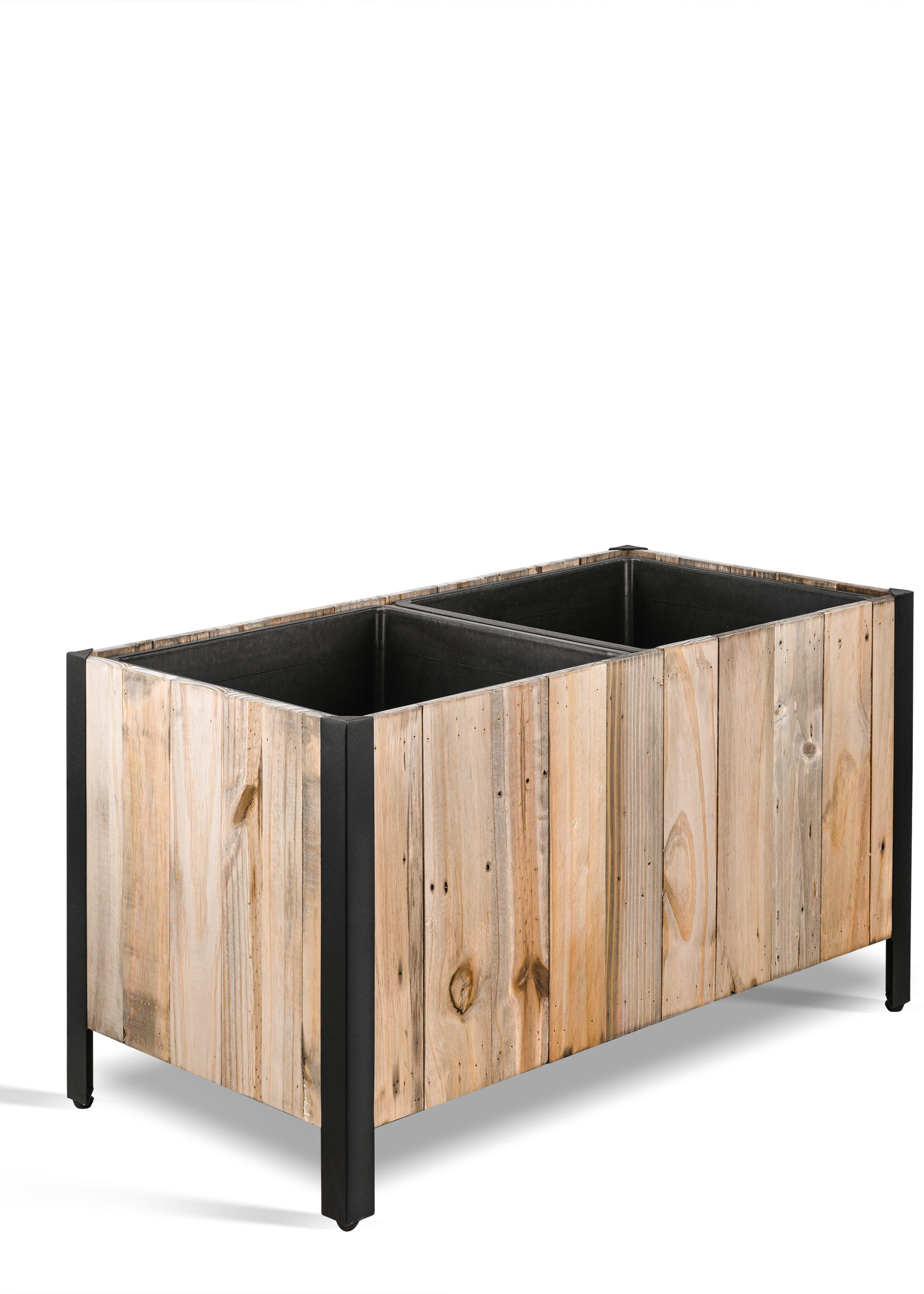 Luca Lifestyle - Marrone Pflanzkasten "Marrone Box Metal" Dark Flame Wood Rechteckig Holz