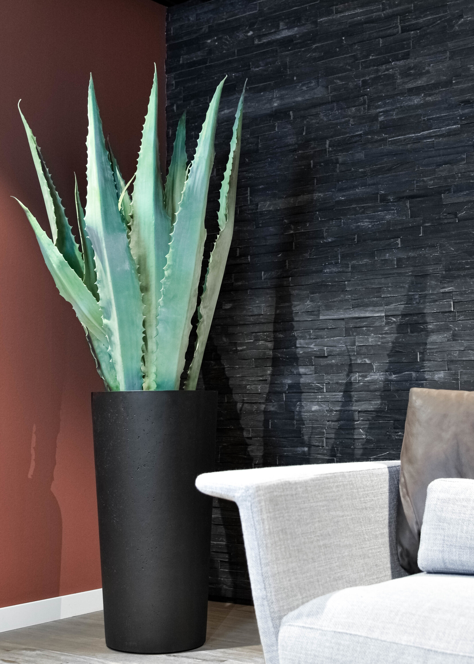 Luca Lifestyle - Grigio Pflanzkübel "Grigio Vase" Anthrazit Rund Fiberglas