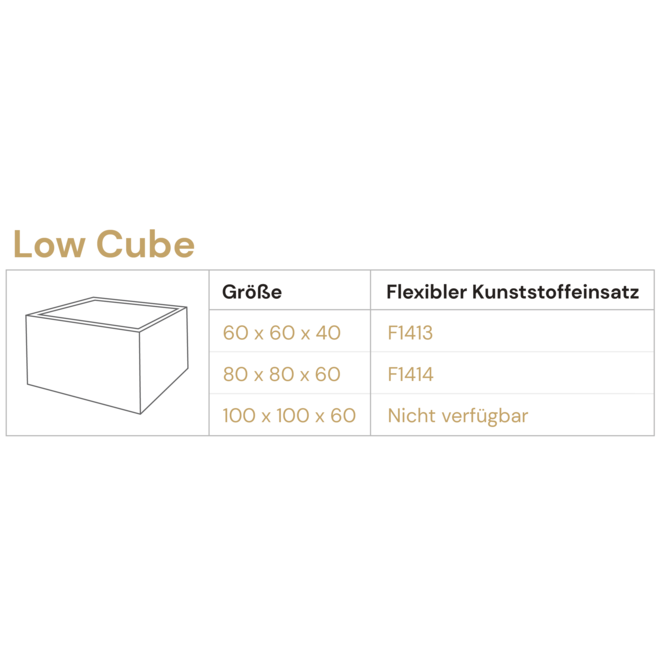 Pflanzkübel ''Grigio Low Cube'' Grau Quadratisch Fiberglas