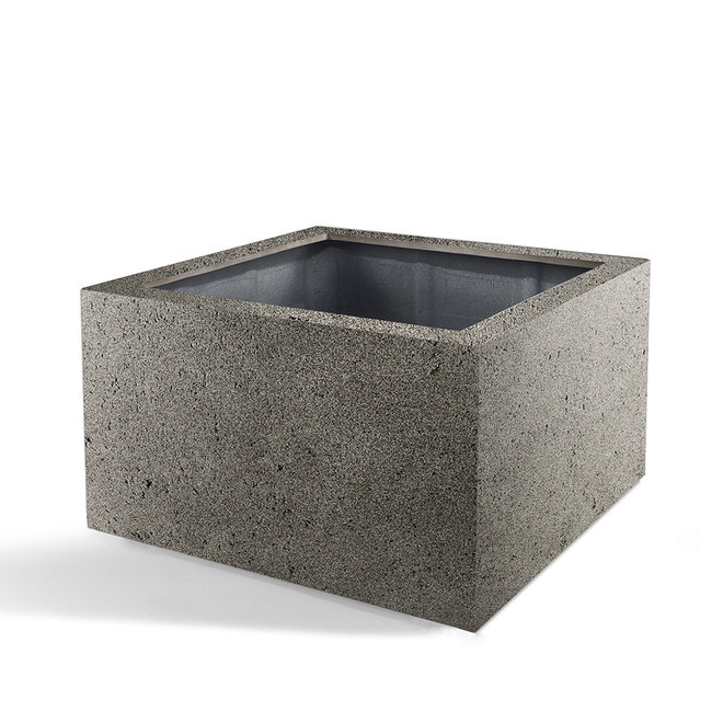 Pflanzkübel ''Grigio Low Cube'' Grau Quadratisch Fiberglas