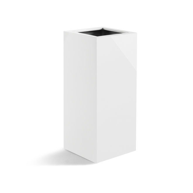 Pflanzkübel ''Argento High Cube'' Weiß Hochglanz Quadratisch Fiberglas