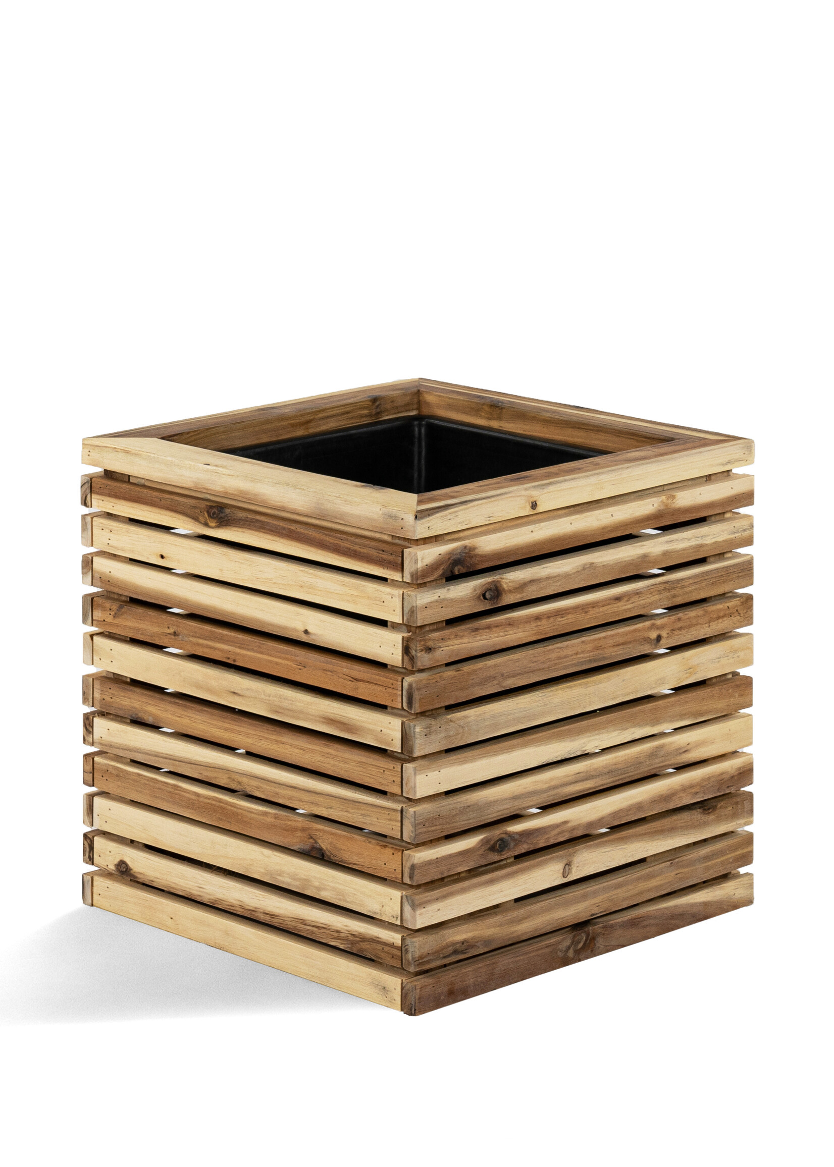 Luca Lifestyle - Marrone Pflanzkasten "Marrone Orizzontale Cube" Acacia Quadratisch Holz