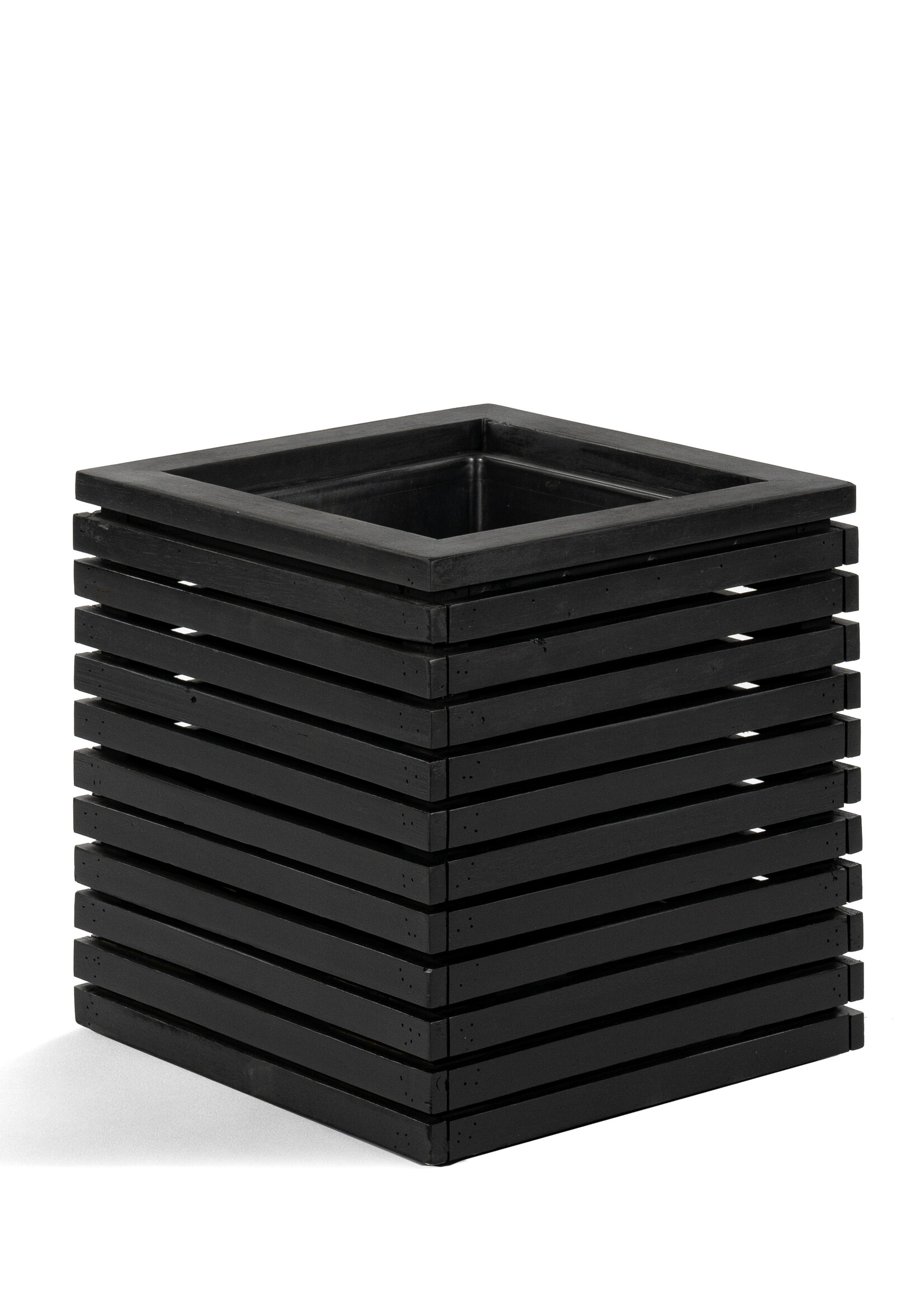 Luca Lifestyle - Marrone Pflanzkasten "Marrone Orizzontale Cube" Schwarz Quadratisch Holz