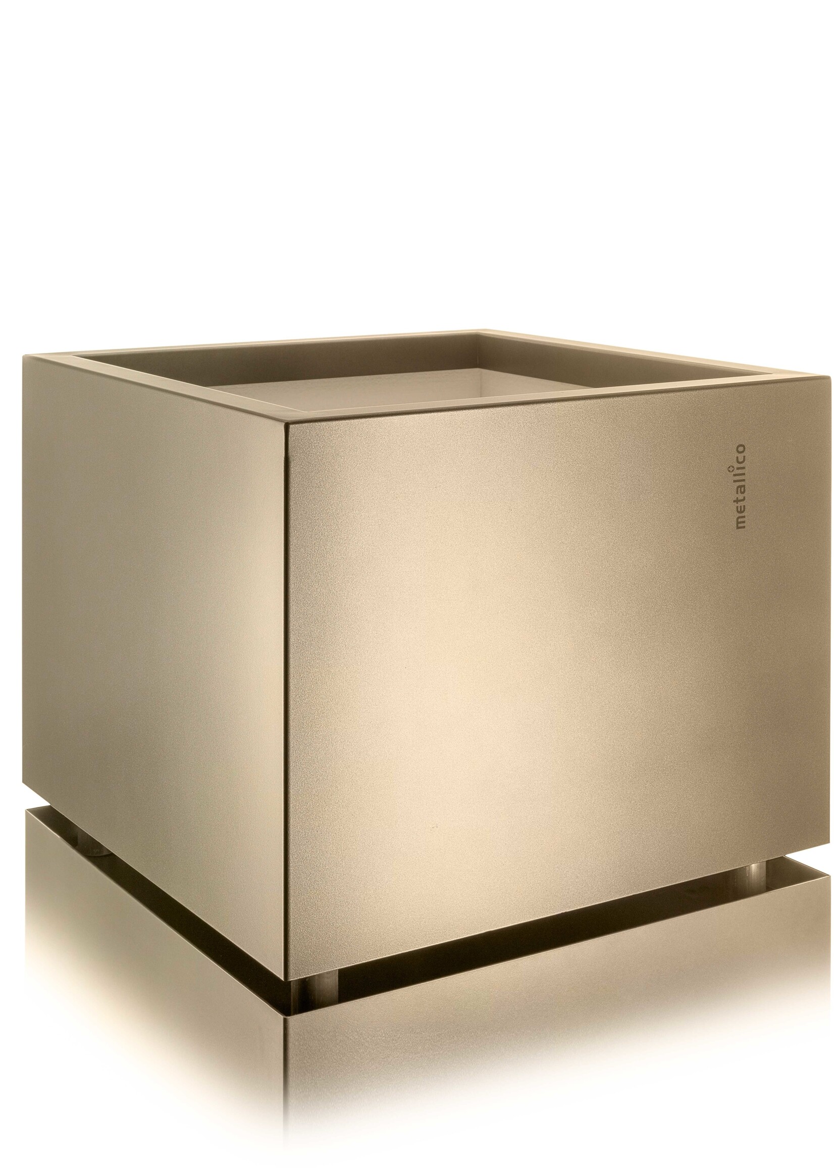 Metallico Pflanzkübel "Metallico Leon" Low Cube Sabbia Quadratisch Chromstahl