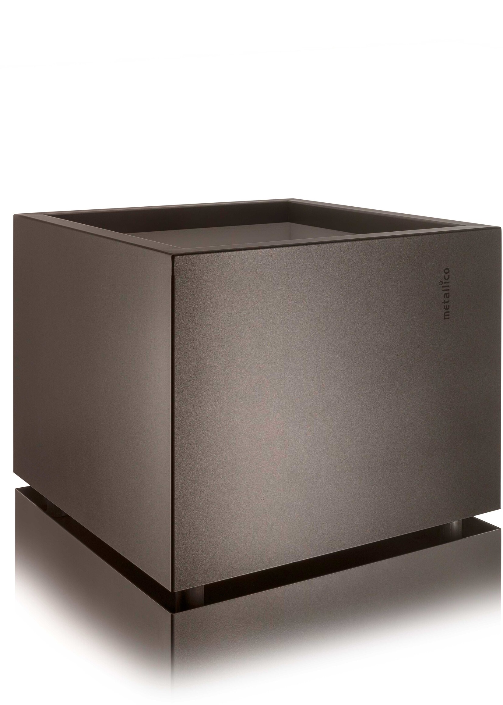 Metallico Pflanzkübel "Metallico Leon" Low Cube Marrone Quadratisch Chromstahl