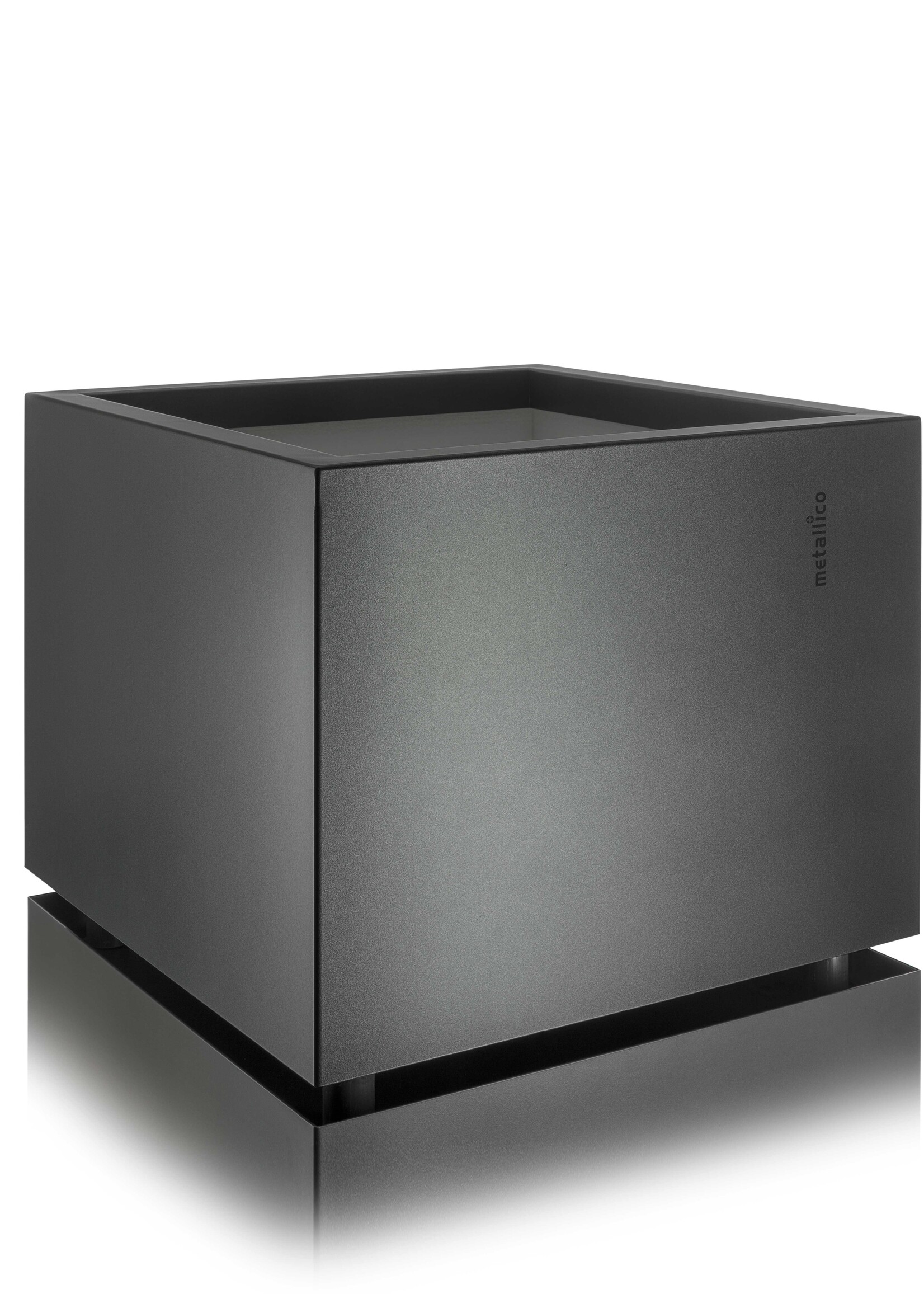 Metallico Pflanzkübel "Metallico Leon" Low Cube Espresso Quadratisch Chromstahl