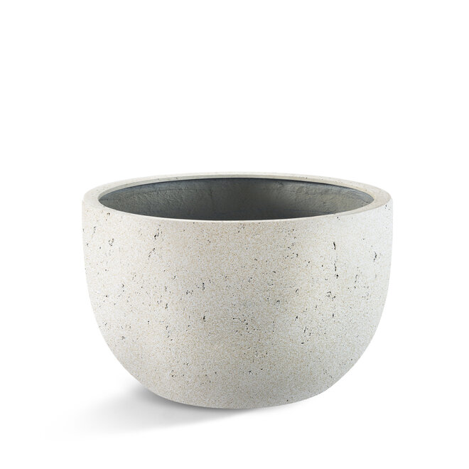 Pflanzkübel "Grigio New Egg Pot Low" Creme Weiß Rund Fiberglas