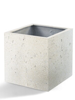 Luca Lifestyle - Grigio Pflanzkübel ''Grigio Cube'' Creme Weiß Quadratisch Fiberglas