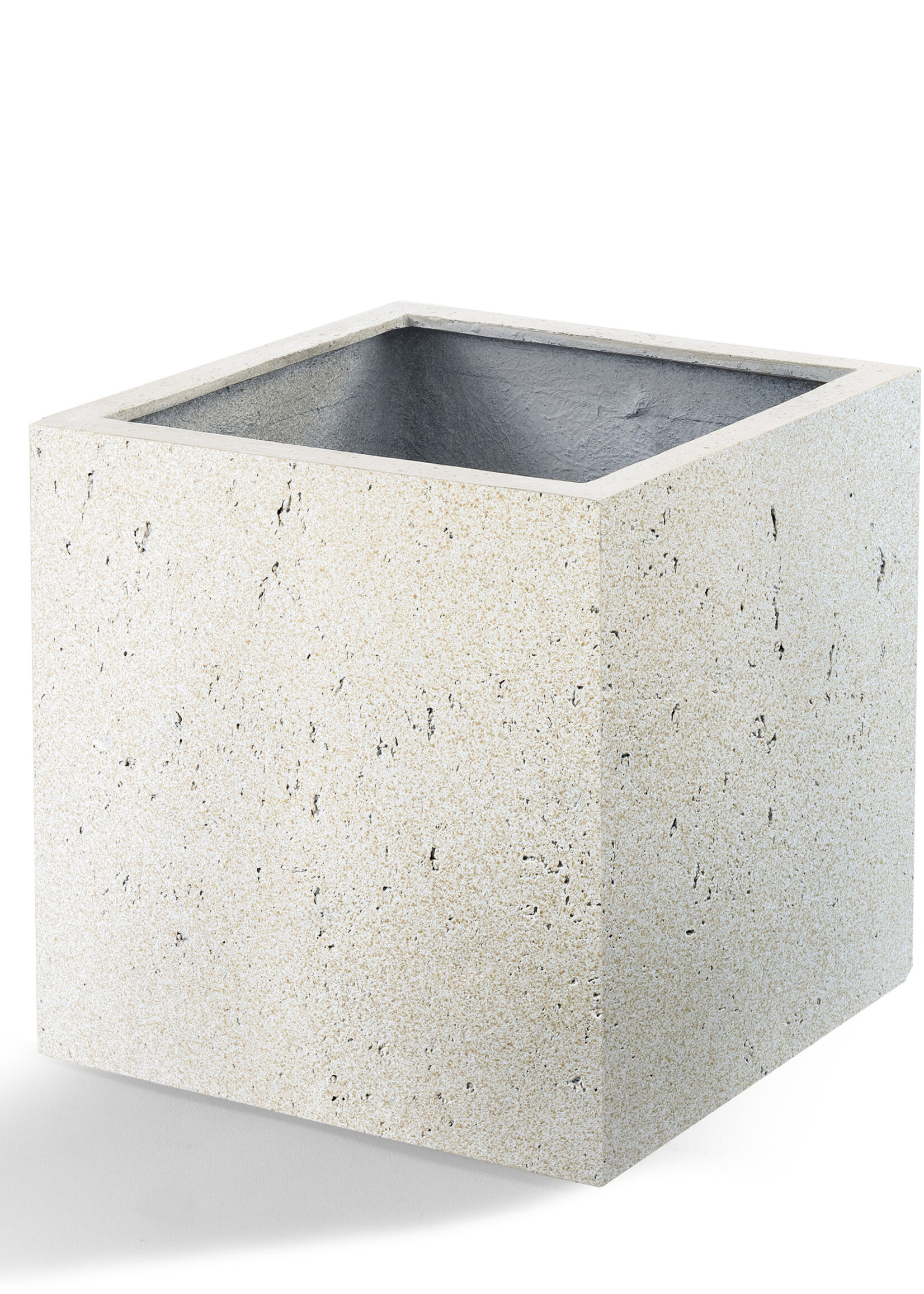 Luca Lifestyle - Grigio Pflanzkübel ''Grigio Cube'' Creme Weiß Quadratisch Fiberglas