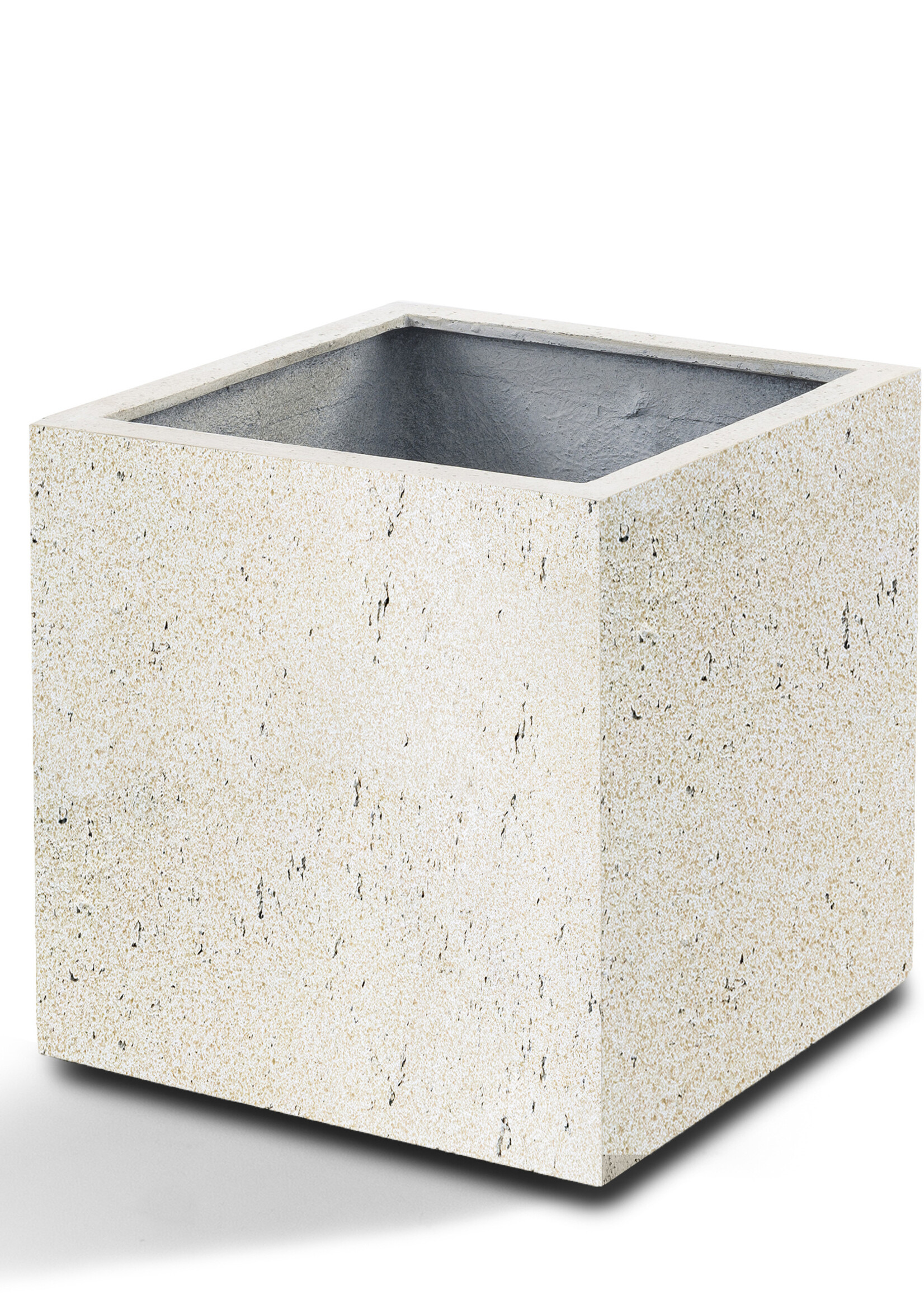 Luca Lifestyle - Grigio Pflanzkübel ''Grigio Cube'' Creme Weiß Quadratisch Fiberglas