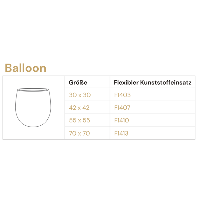 Pflanzkübel ''Grigio Balloon'' Metallic Champagne Rund Fiberglas