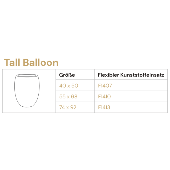 Pflanzkübel "Terreno Tall Balloon" Sand Rund Fiberglas