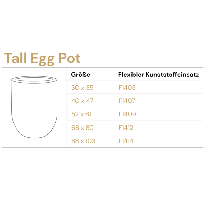 Pflanzkübel "Grigio Tall Egg Pot" Creme Weiß Rund Fiberglas