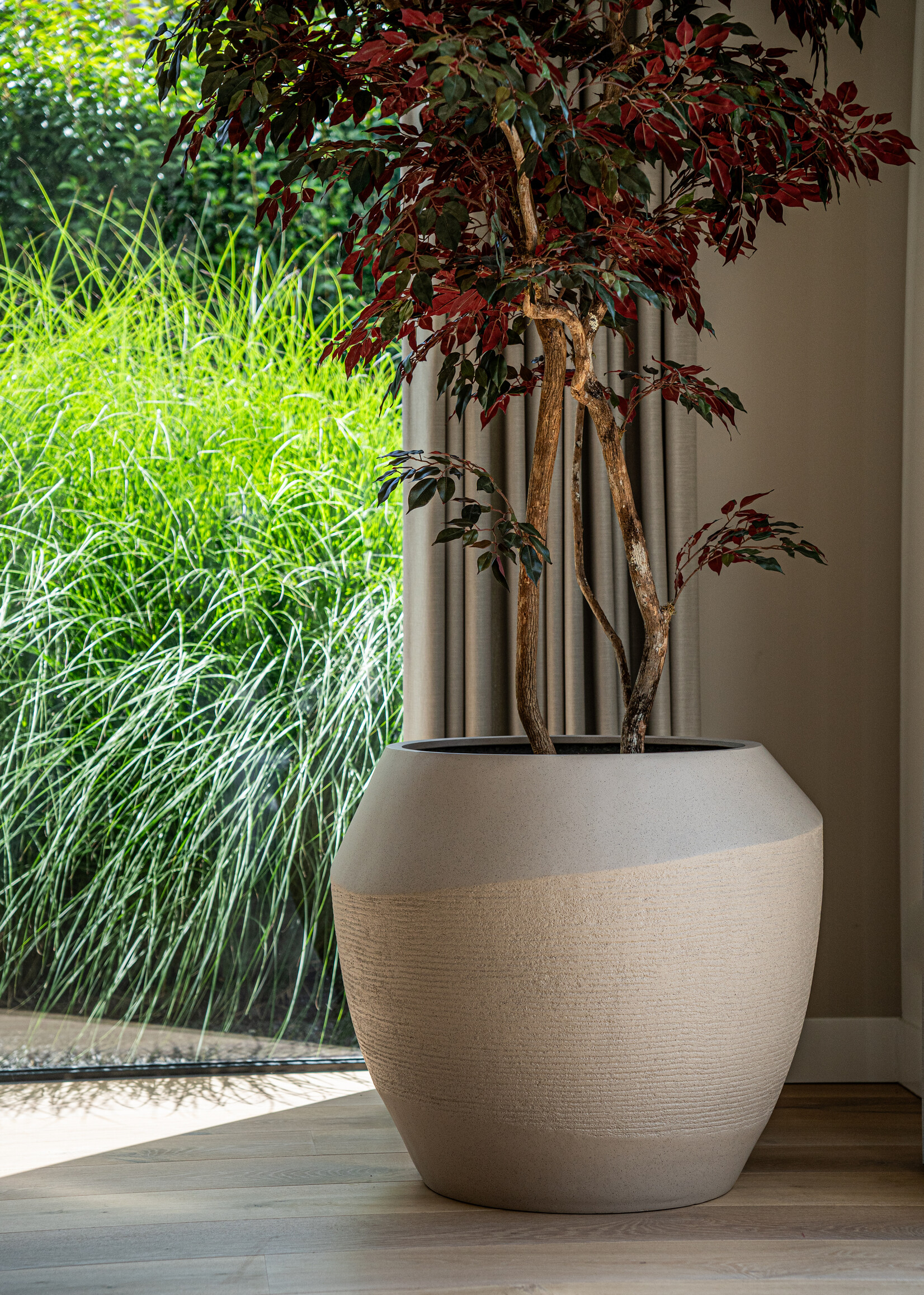 Luca Lifestyle - Ruvido Pflanzkübel "Ruvido Combi" Sand Rund Fiberglas