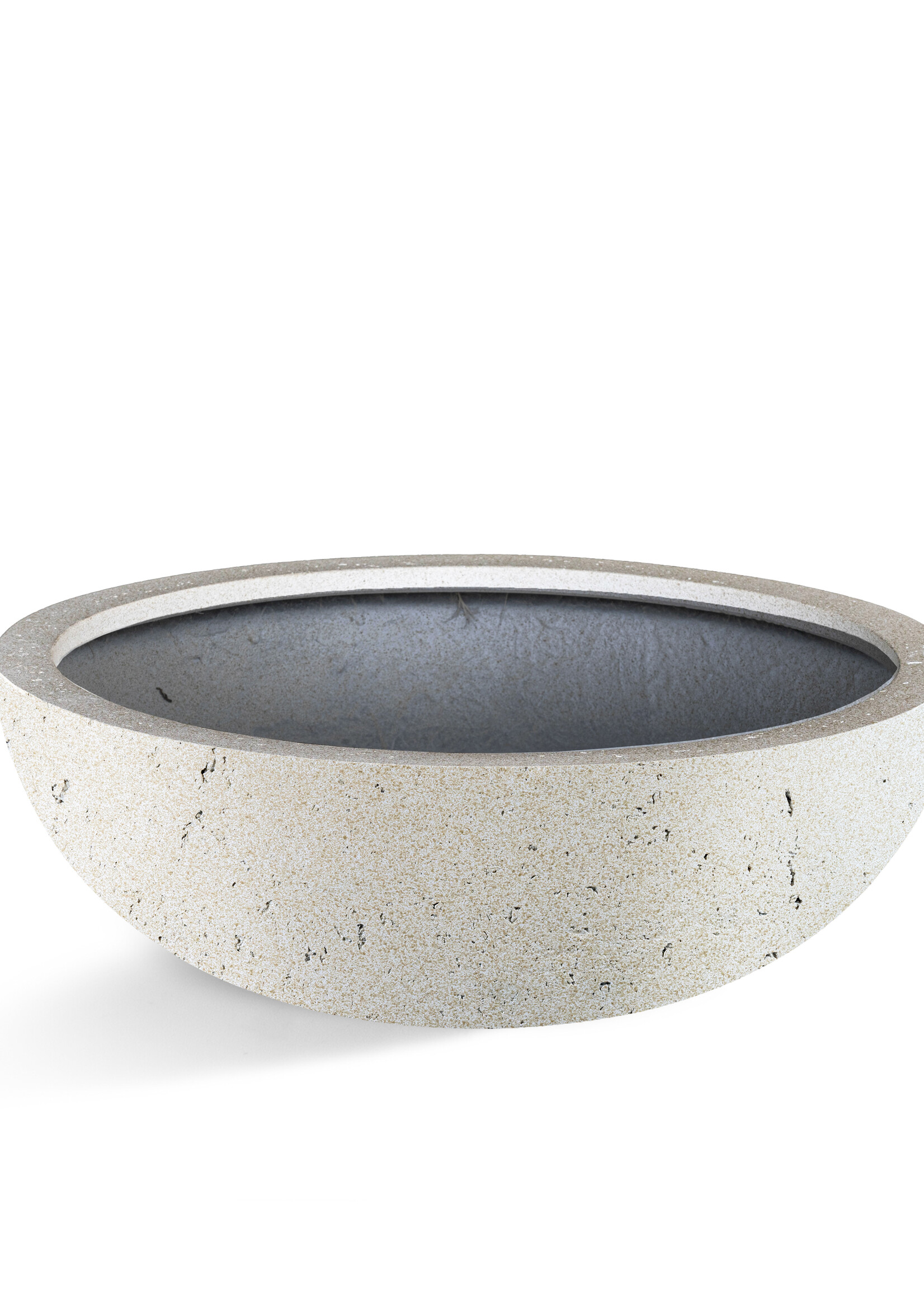 Luca Lifestyle - Grigio Pflanzkübel ''Grigio Bowl'' Creme Weiß Rund Fiberglas