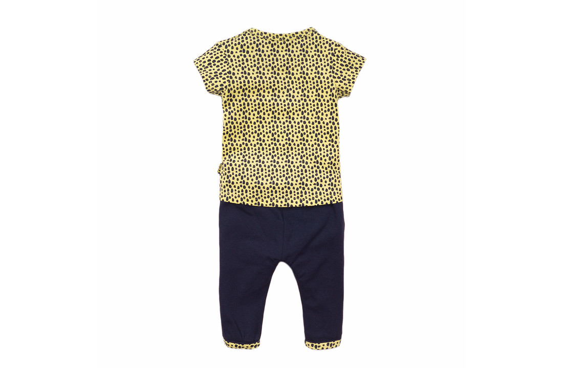 Girls 2 pce babysuit trousers - Navy + yellow - E38304-31