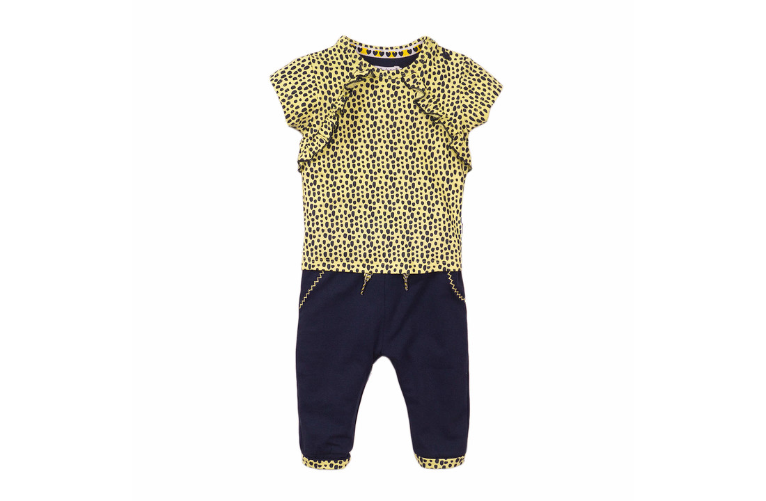 Girls 2 pce babysuit trousers - Navy + yellow - E38304-31
